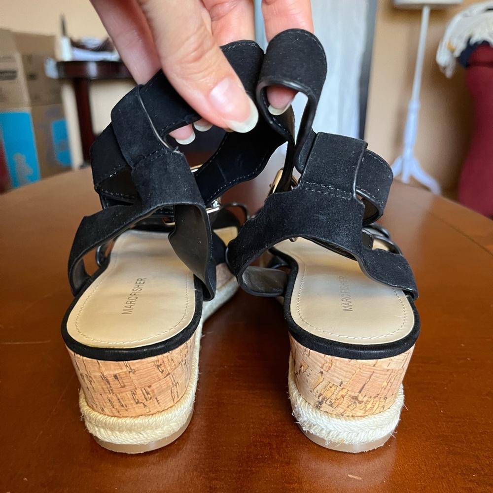 Marc Fisher Espadrilles / Wedges / Platforms Suede Leather, Ankle Strap Black 10 - Picture 7 of 11